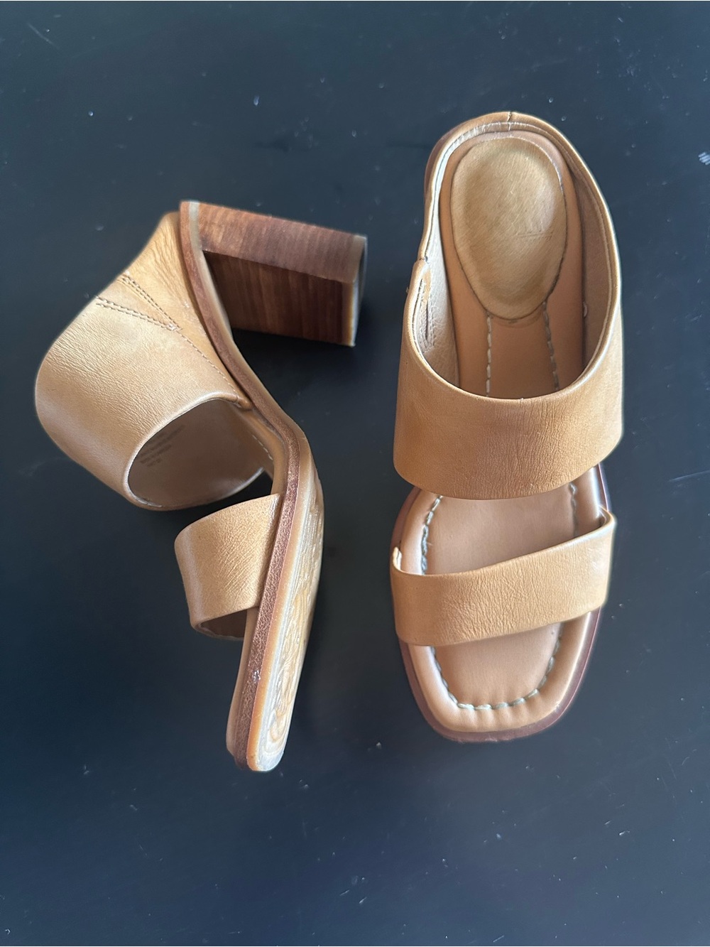 Sofft Block Heel Leather Sandals 6.5